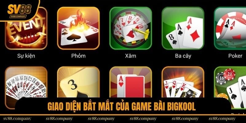 Giao diện bắt mắt của game bài BigKool trên điện thoại