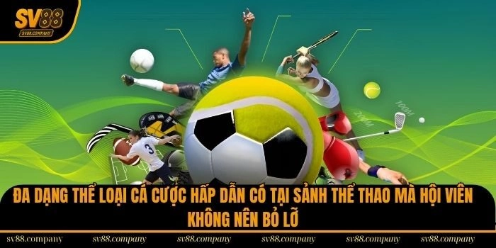 Đa dạng thể loại cá cược hấp dẫn có tại sảnh thể thao mà hội viên không nên bỏ lỡ